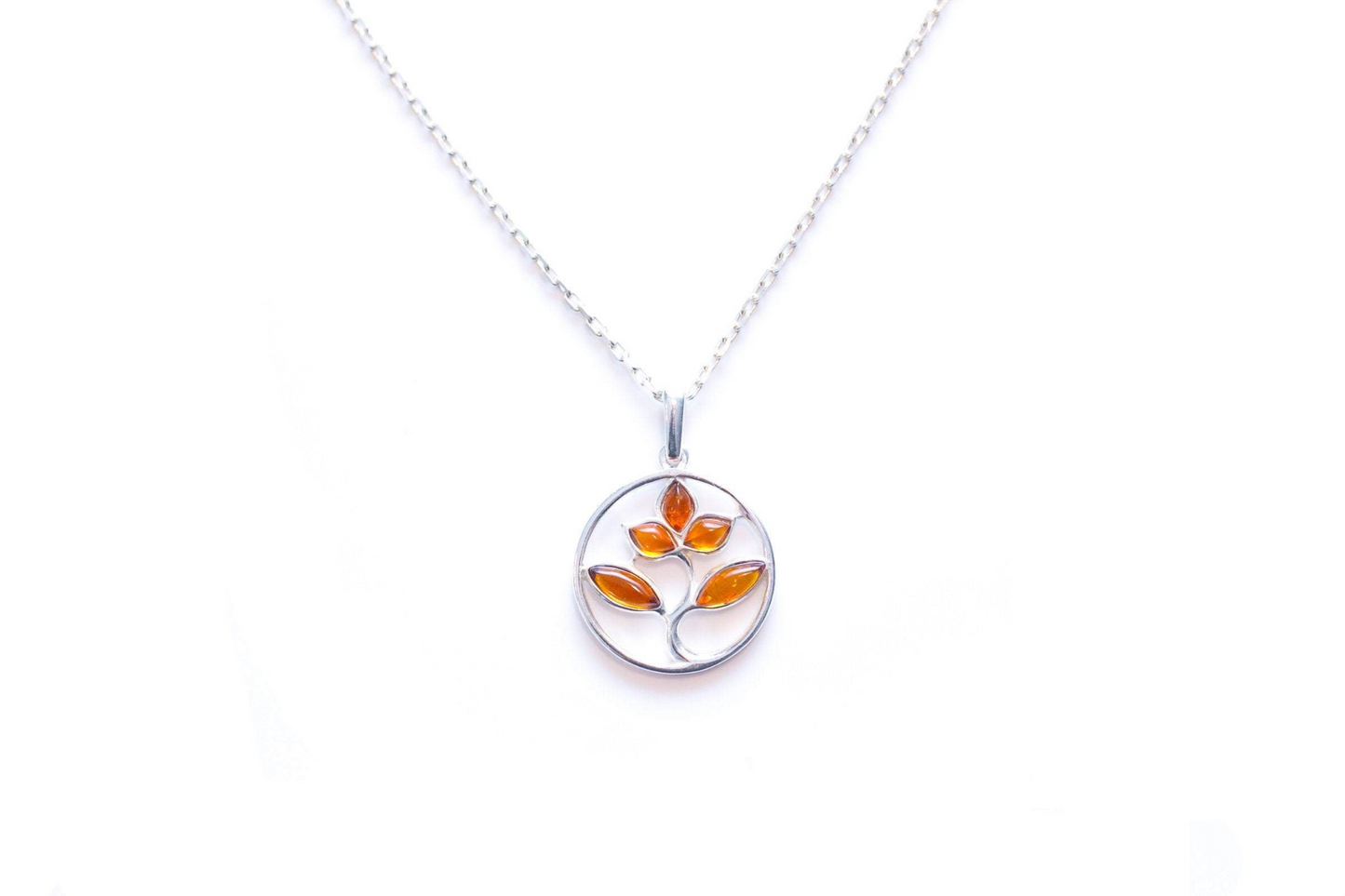 Amber Tree Charm Pendant, Minimal Amber Necklace