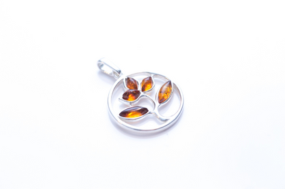 Amber Tree Charm Pendant, Minimal Amber Necklace