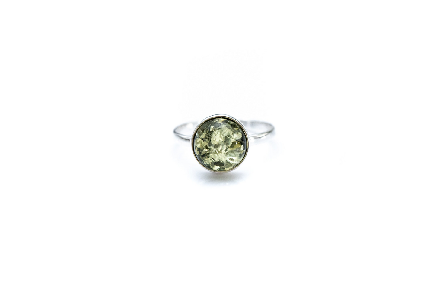 ESSENTIALS Green Amber Solitaire Ring