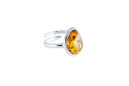 Amber ELEMENT Solitaire Adjustable Ring