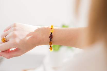 Elegant Multicolour Faceted Amber Bead Bracelet