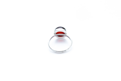 ESSENTIALS Cherry Red Amber Solitaire Ring