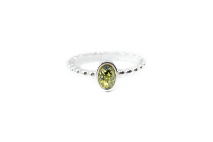 Green Amber Bubble Stacking Ring