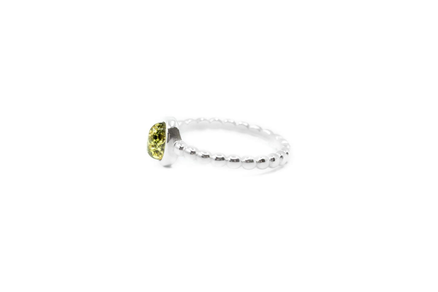 Green Amber Bubble Stacking Ring