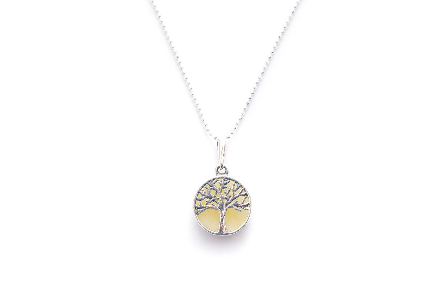 Mini White Amber Tree of Life Pendant