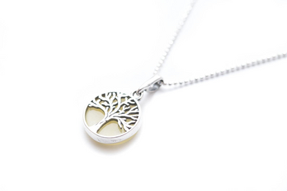 Mini White Amber Tree of Life Pendant