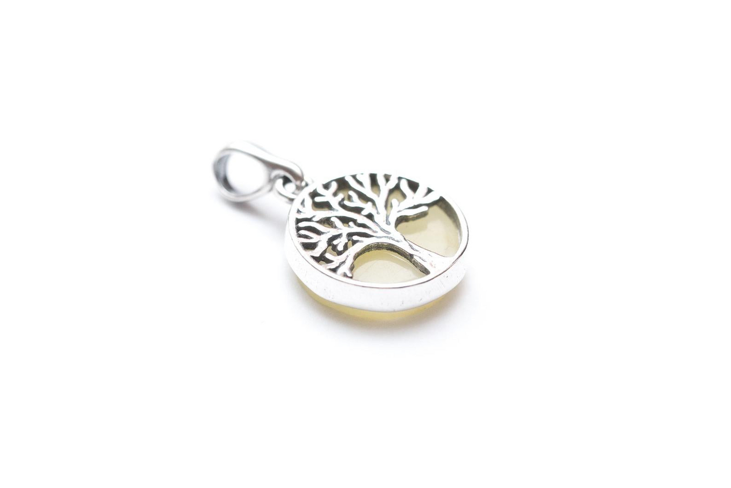 Mini White Amber Tree of Life Pendant