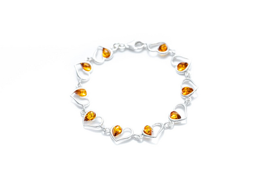 Minimal Amber Heart Bracelet