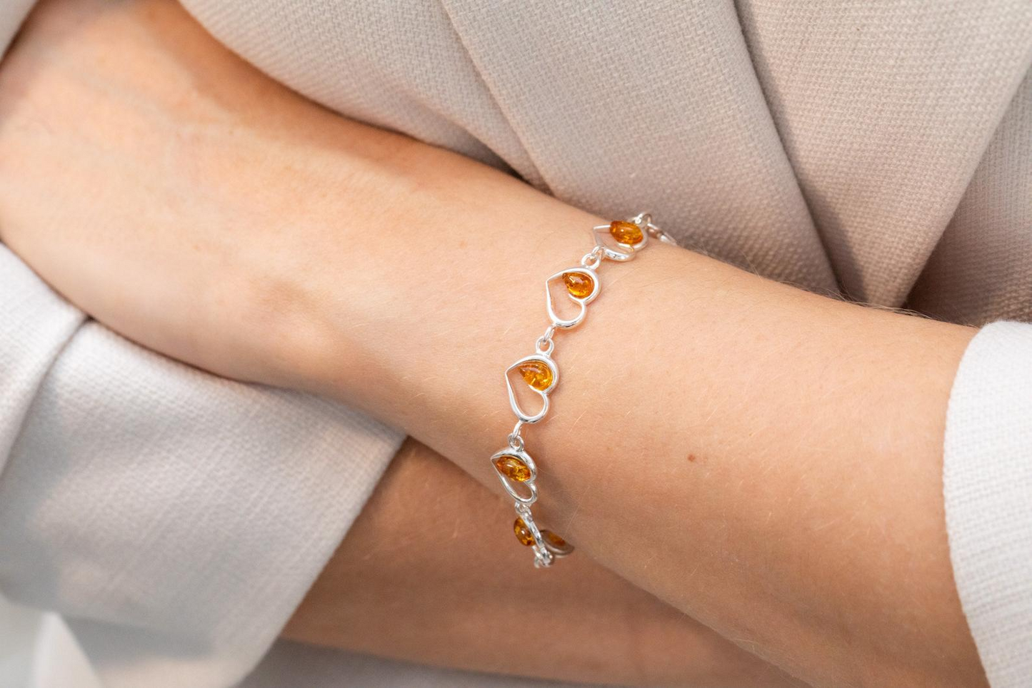 Minimal Amber Heart Bracelet