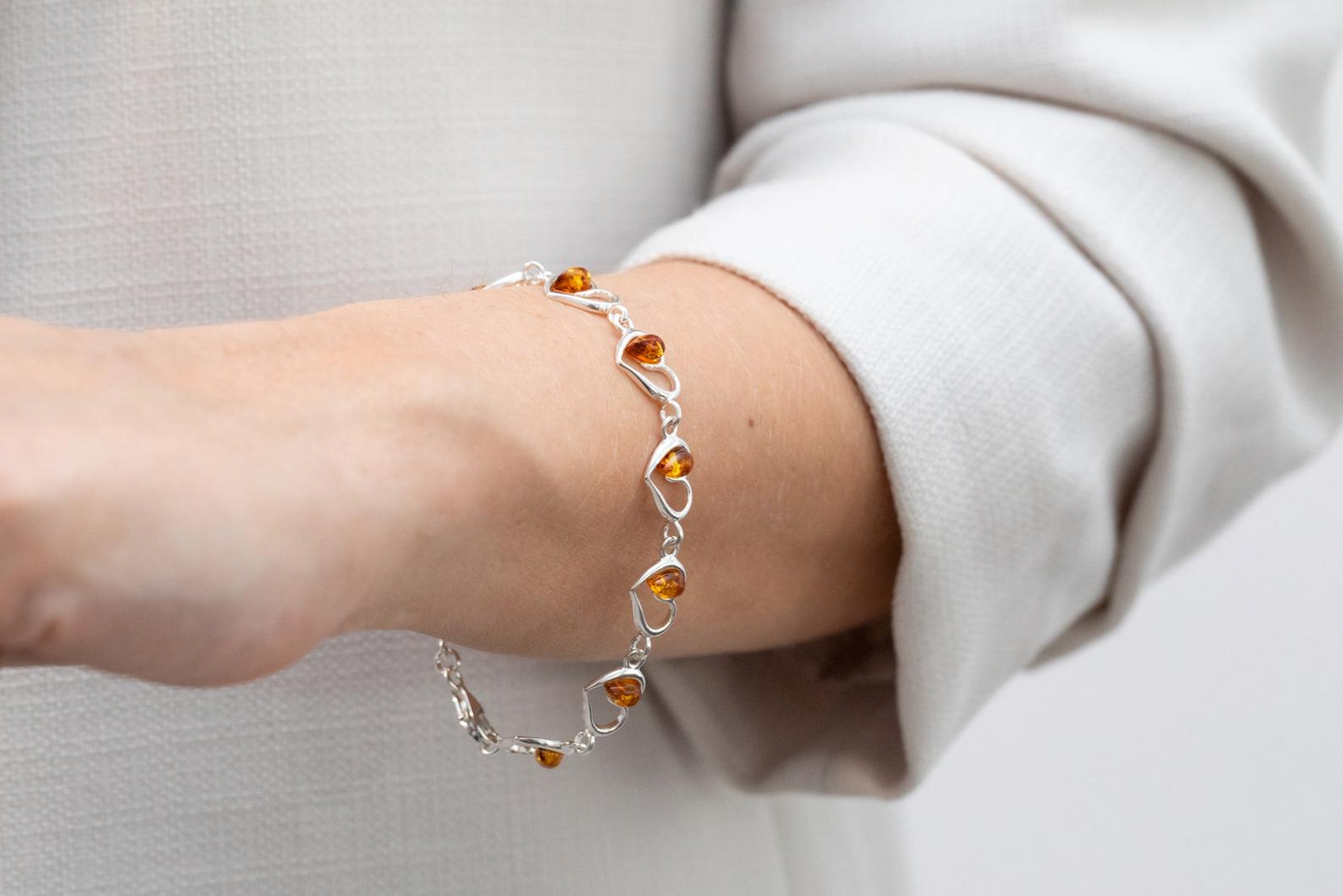 Minimal Amber Heart Bracelet