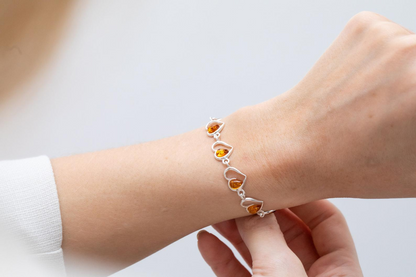 Minimal Amber Heart Bracelet