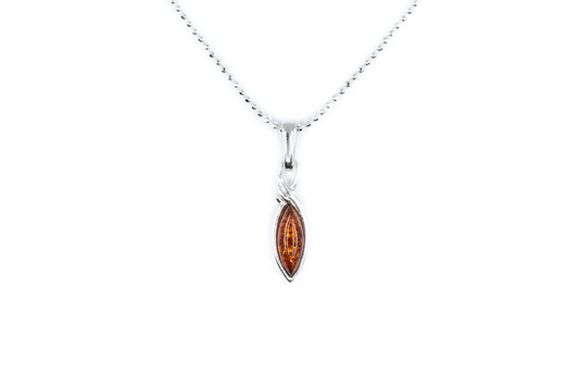 Minimal Leaf Amber Pendant