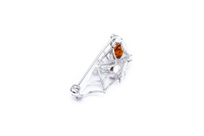 Minimal Amber Spider Web Brooch