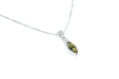 Minimal Leaf Green Amber Pendant