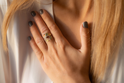 Multicolour Amber Floral Ring