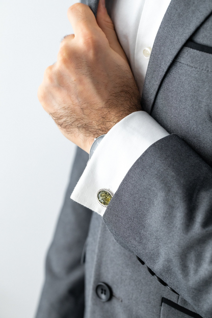 Quintessence Statement Green Amber Cufflinks