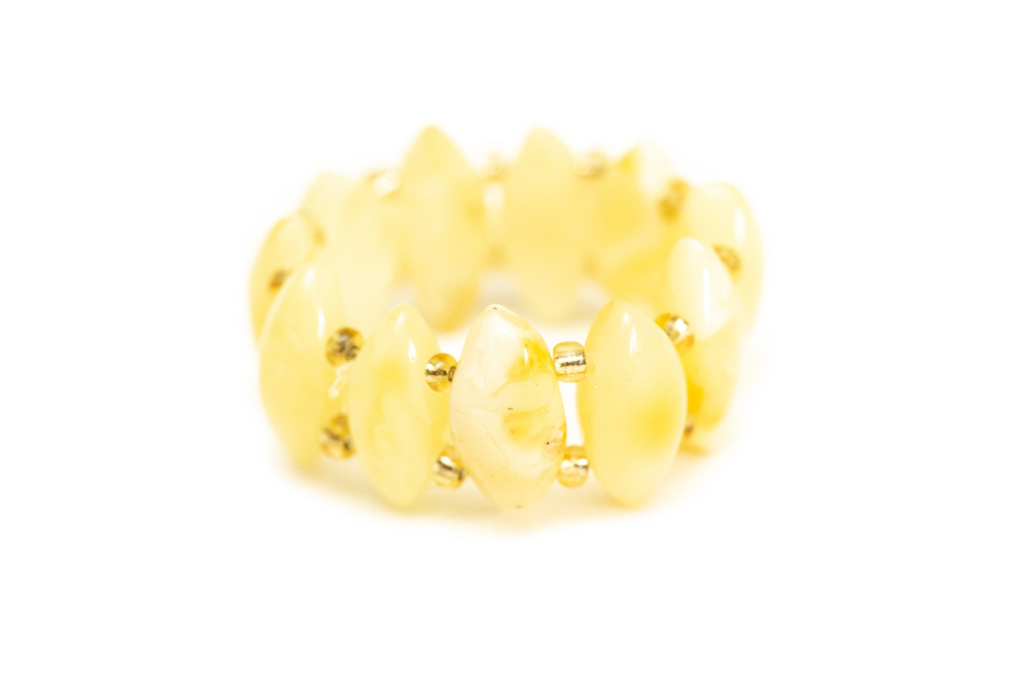 Stretchy Butterscotch Yellow Bead Ring