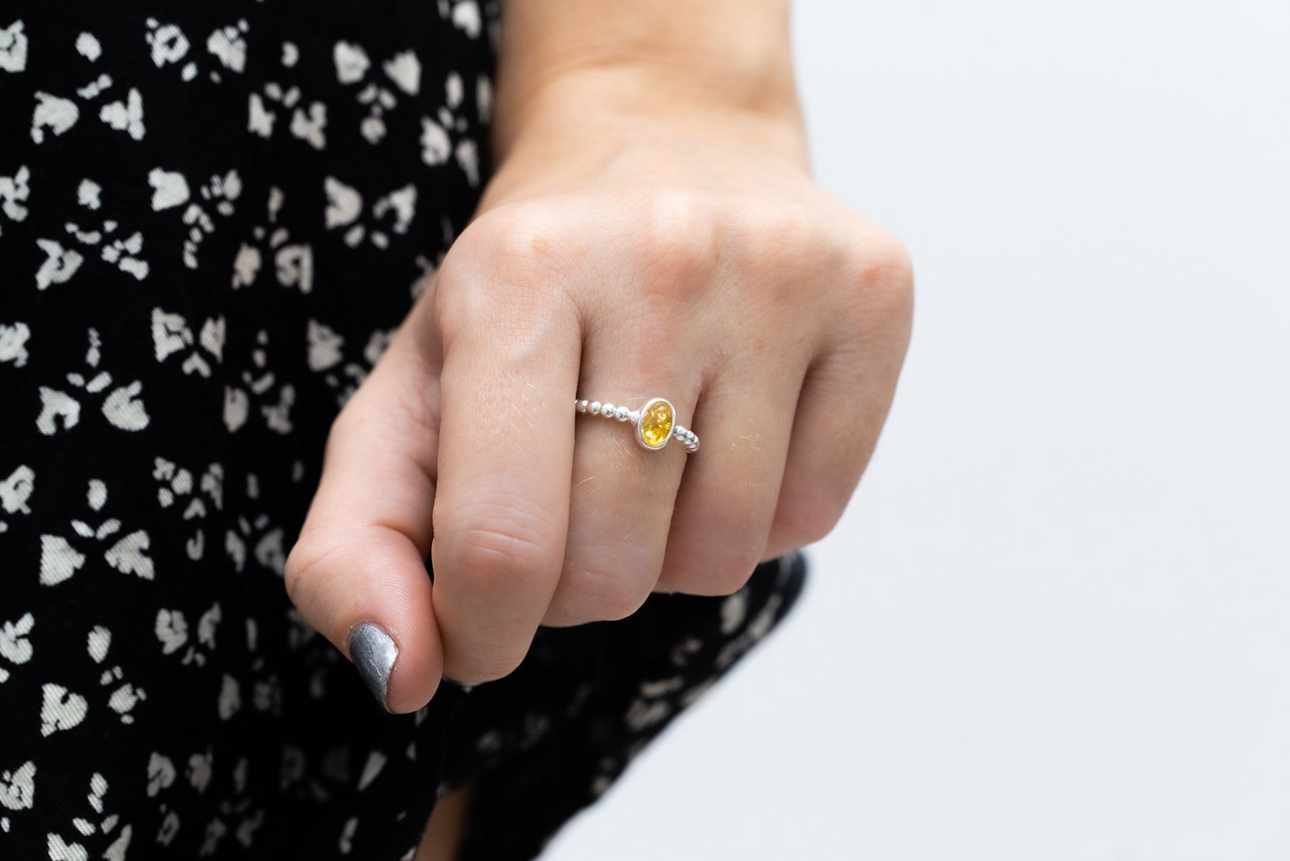 Yellow Amber Bubble Stacking Ring