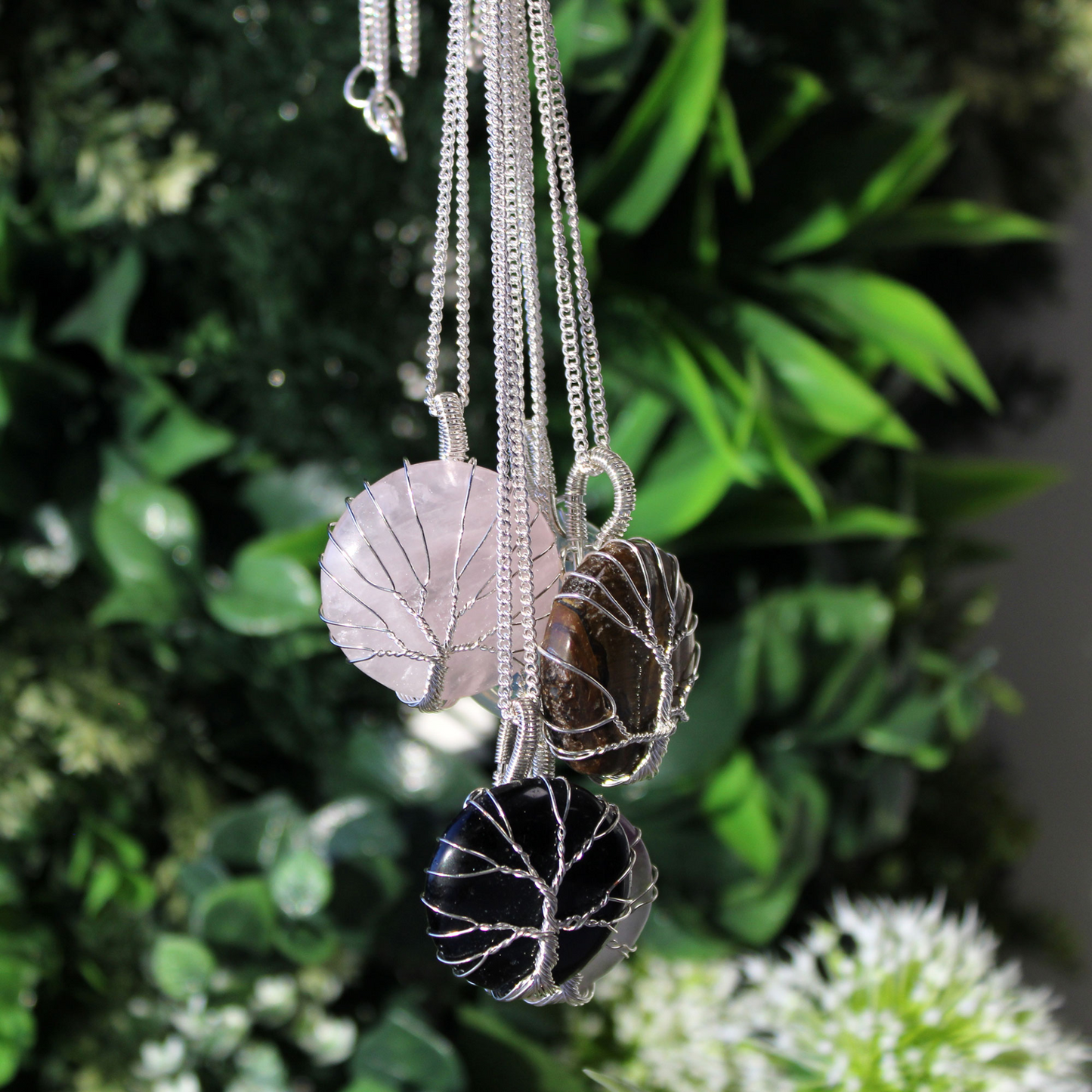 Tree of Life Gemstone Necklace - Black Onyx