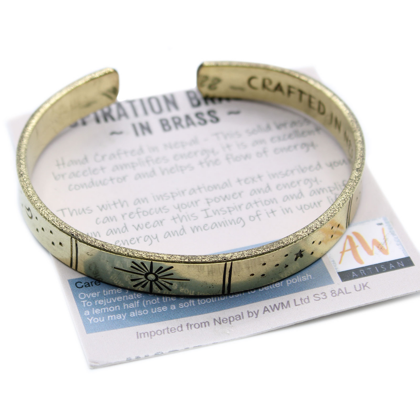 Inspiration Bracelet - Brass Snrise, Galaxy, Stars, Earth