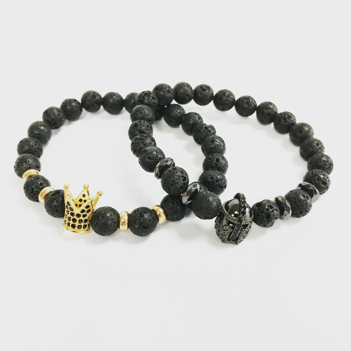 Crystal Crown / Black Agate  - Gemstone Bracelet