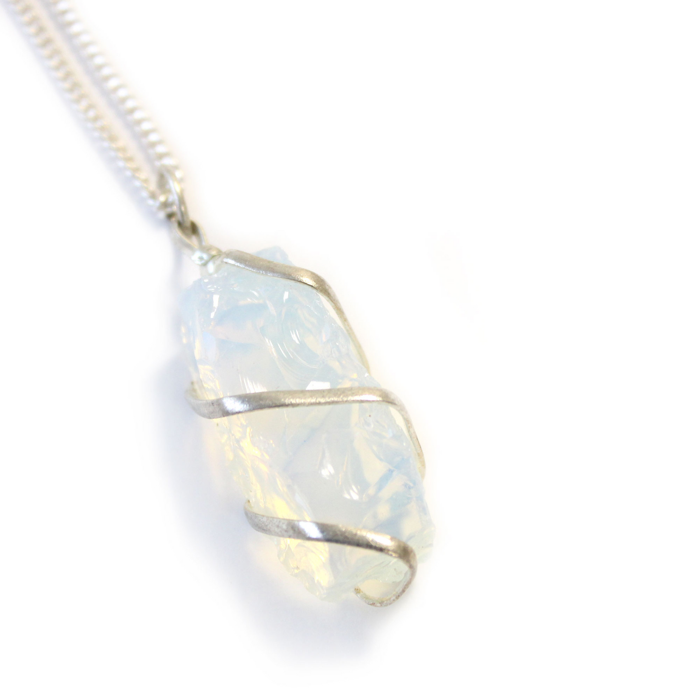 Cascade Wrapped Gemstone Necklace - Rough Opalite