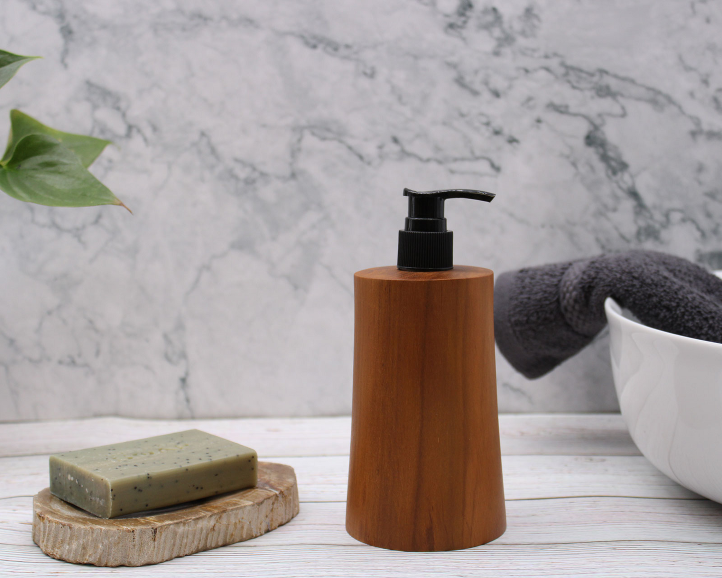 Natural Teakwood Soap Dispenser - Taper