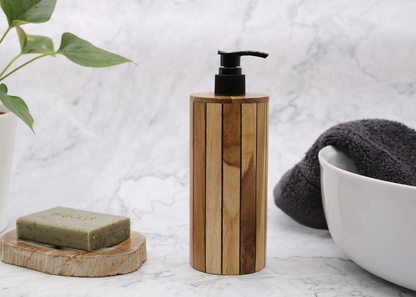 Natural Teakwood Soap Dispenser - Round