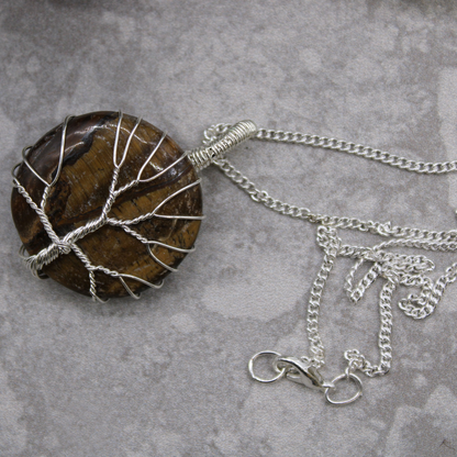 Tree of Life Gemstone Necklace - Tiger Eye