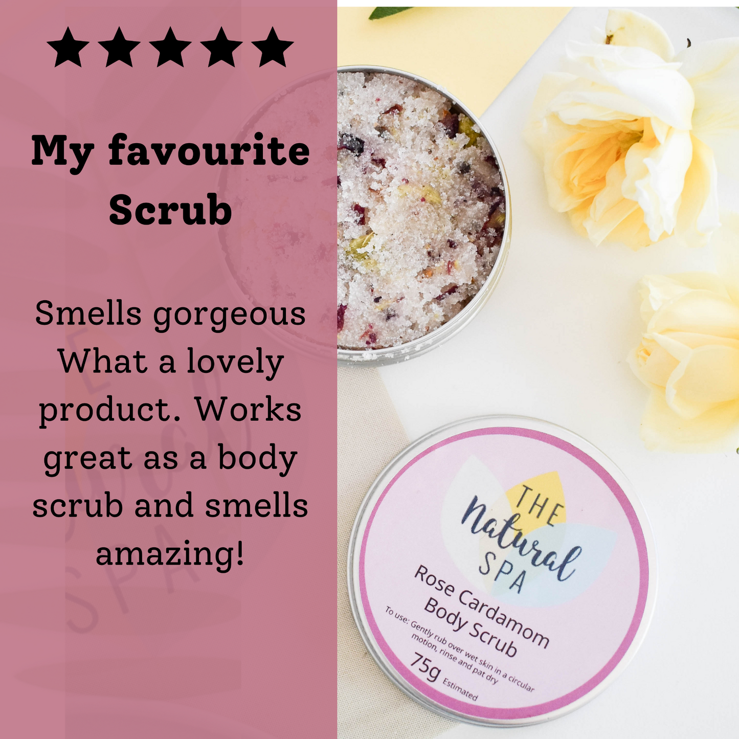 Rose and Cardamom Body Scrub - 3 different size option