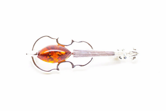 Classic Amber Violin Brooch