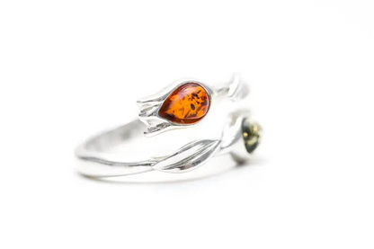 Two Tone Amber Tulip Ring