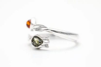 Two Tone Amber Tulip Ring