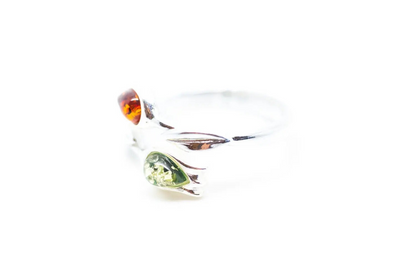 Two Tone Amber Tulip Ring