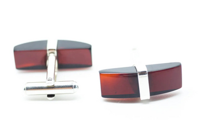 Elegant Red Amber Bar Cufflinks