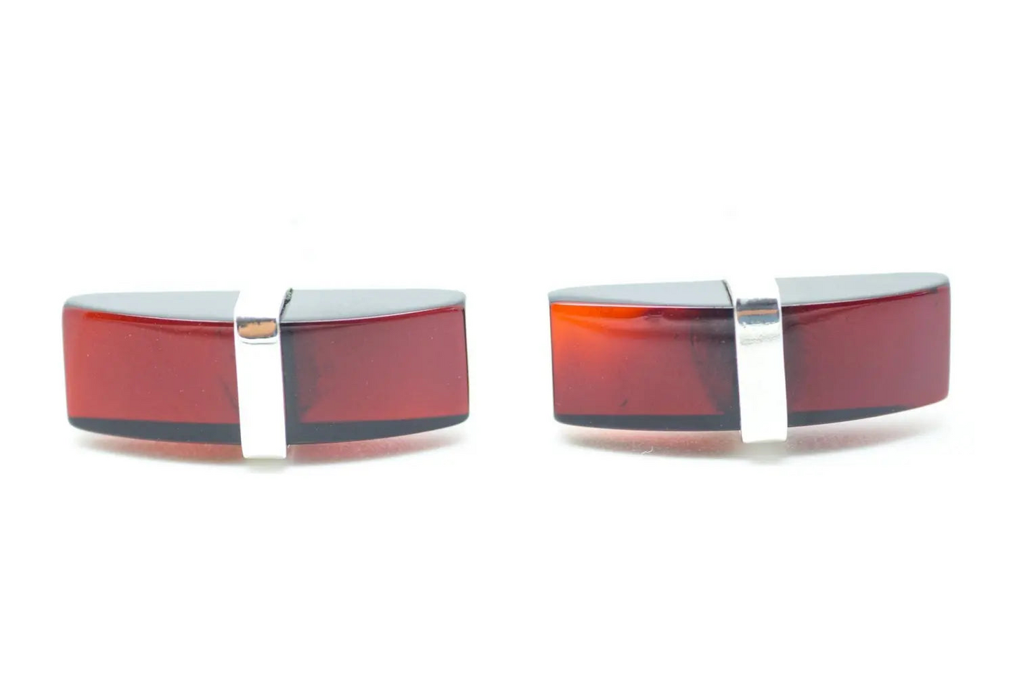 Elegant Red Amber Bar Cufflinks