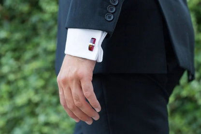 Elegant Red Amber Bar Cufflinks