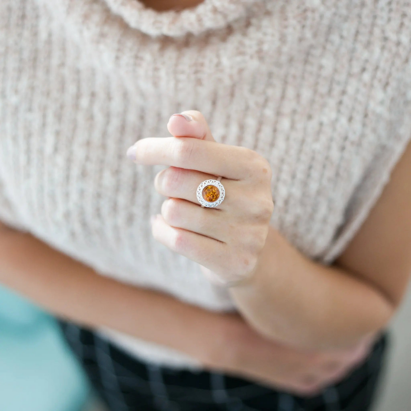 Amber Spiral Ring