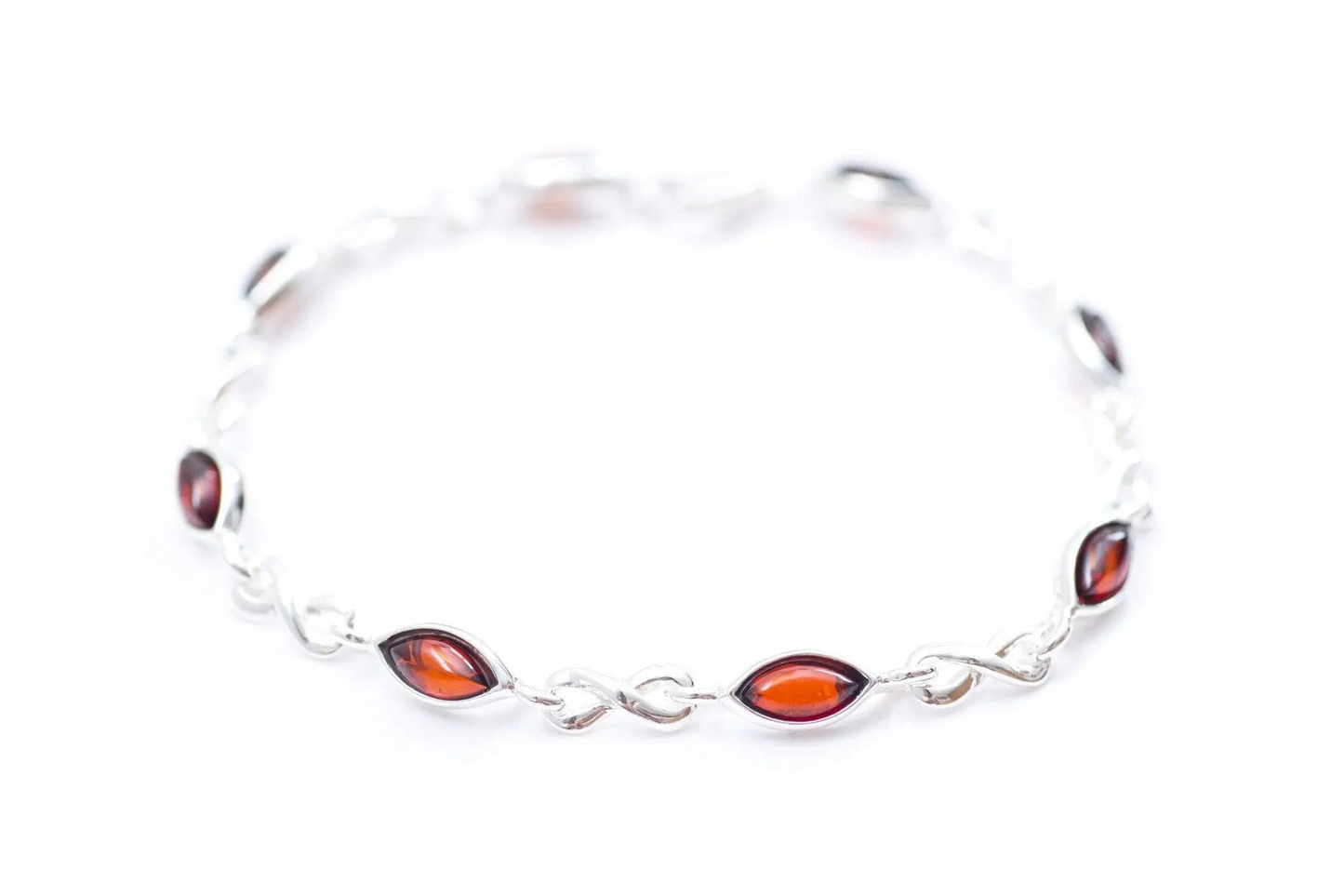 Cherry Amber Infinity Bracelet