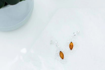 Chandelier Frame Baltic Amber Earrings