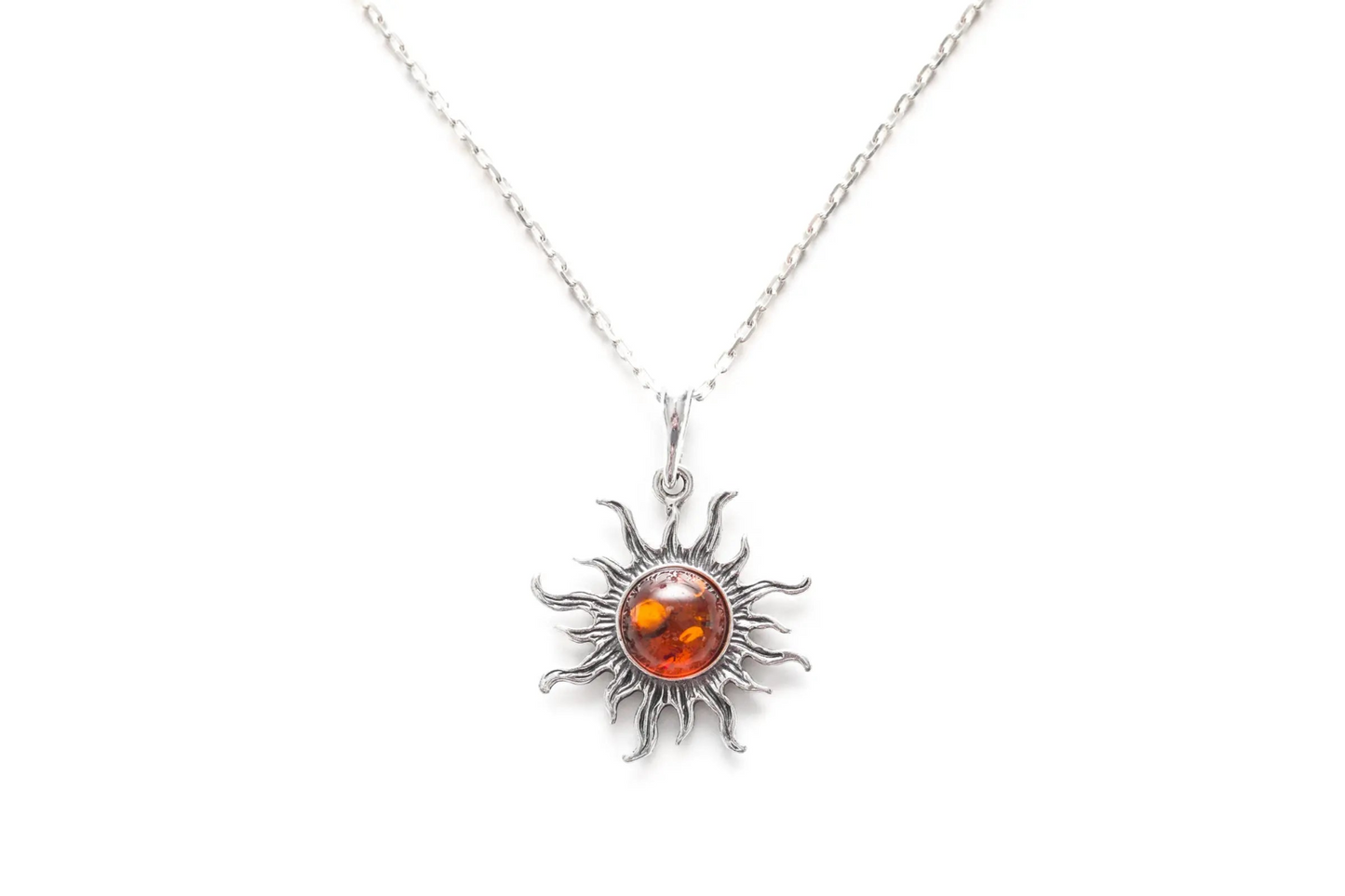 Amber Sun Charm Pendant