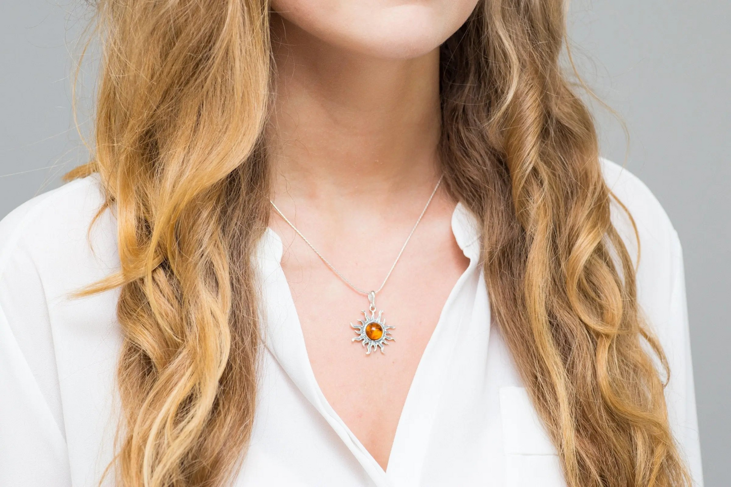 Amber Sun Charm Pendant