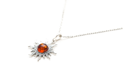 Amber Sun Charm Pendant