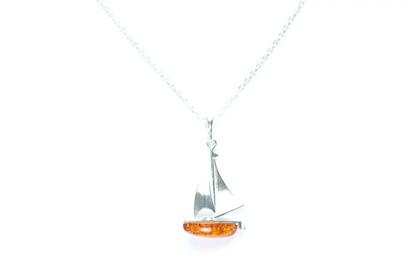 Amber Sailboat Charm Pendant