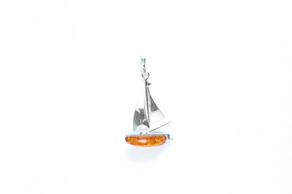 Amber Sailboat Charm Pendant