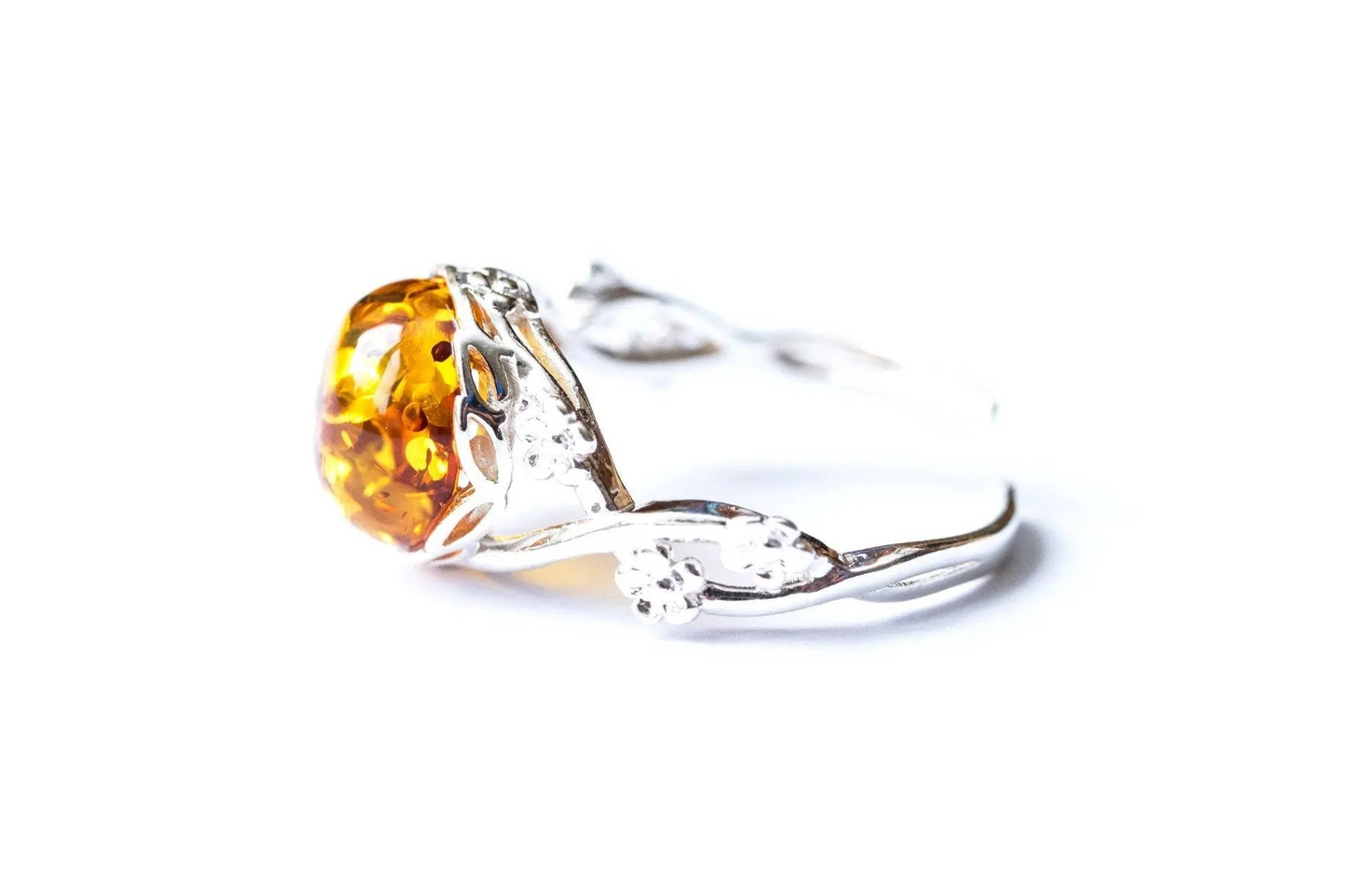 Dainty Floral Amber Ring