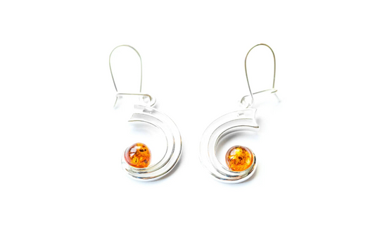 Modern Amber Orbit Earrings