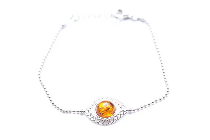 Decorative Amber & Silver Ball Bracelet