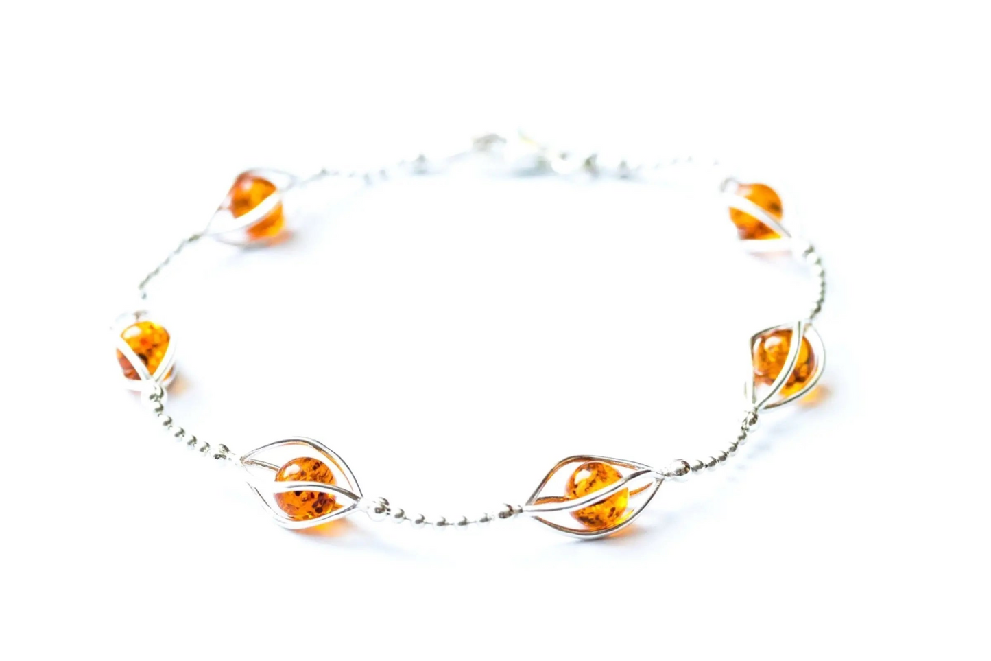 Modern Caged Amber Spheres Bracelet