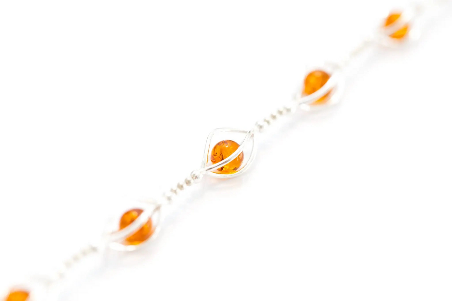 Modern Caged Amber Spheres Bracelet